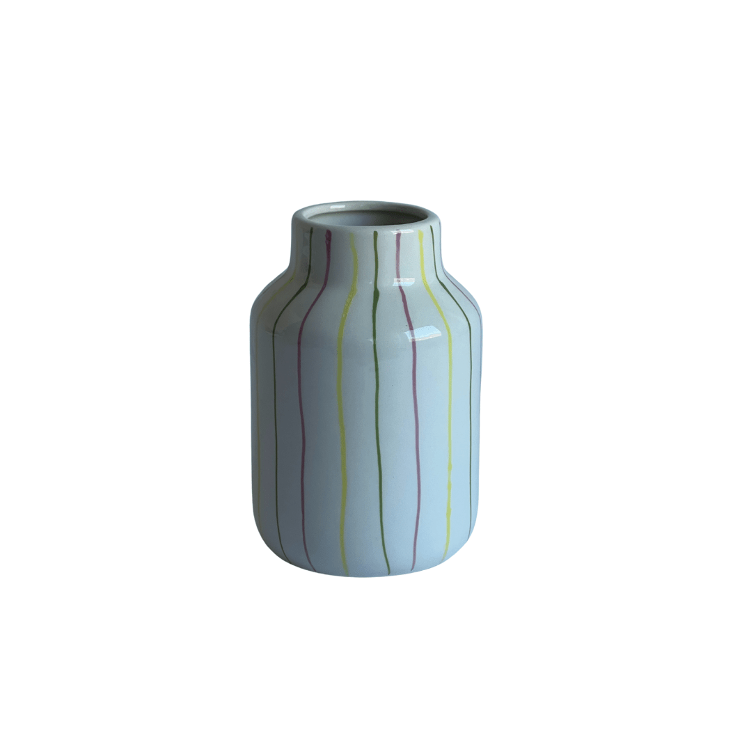 Vase blanc à rayures pastel