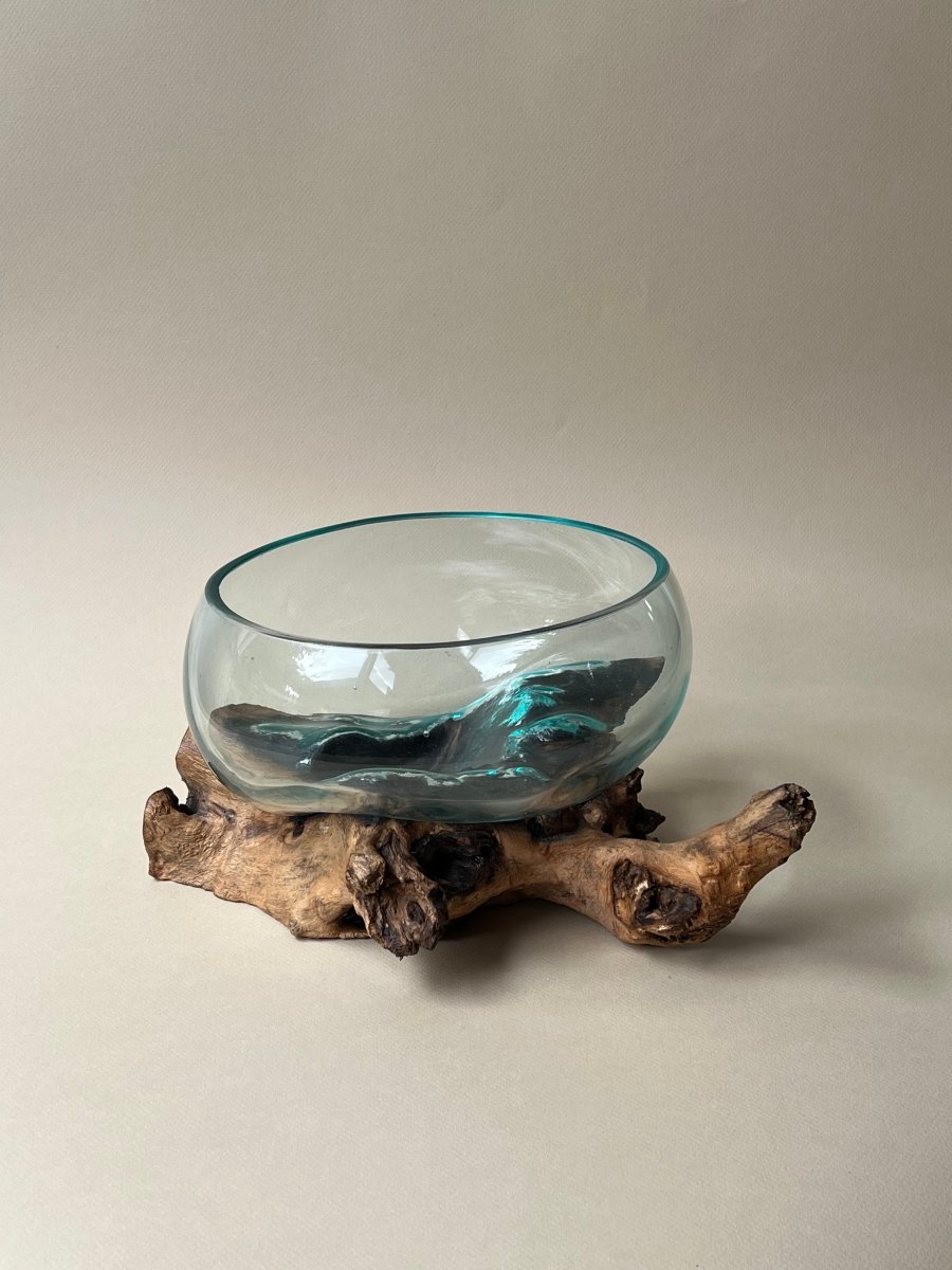 Verre fondu sur bois