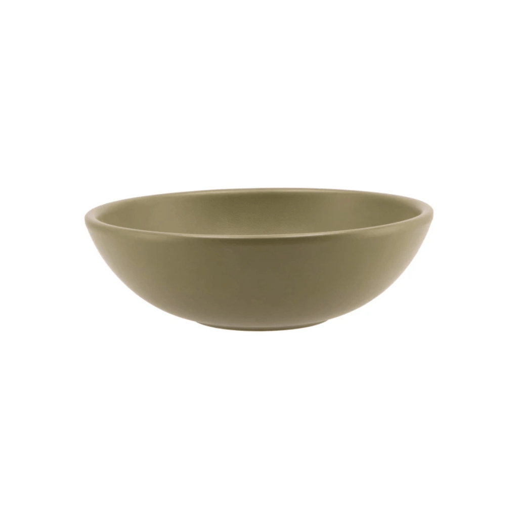 Coupe décorative vert en céramique mate. Idéale pour bougie, vide-poches ou centre de table. Finition brute et contemporaine.