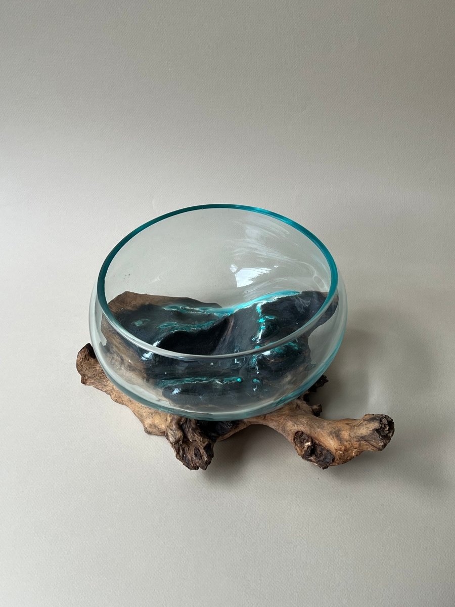 Verre fondu sur bois