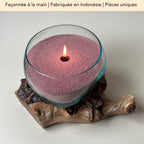 Verre fondu sur bois