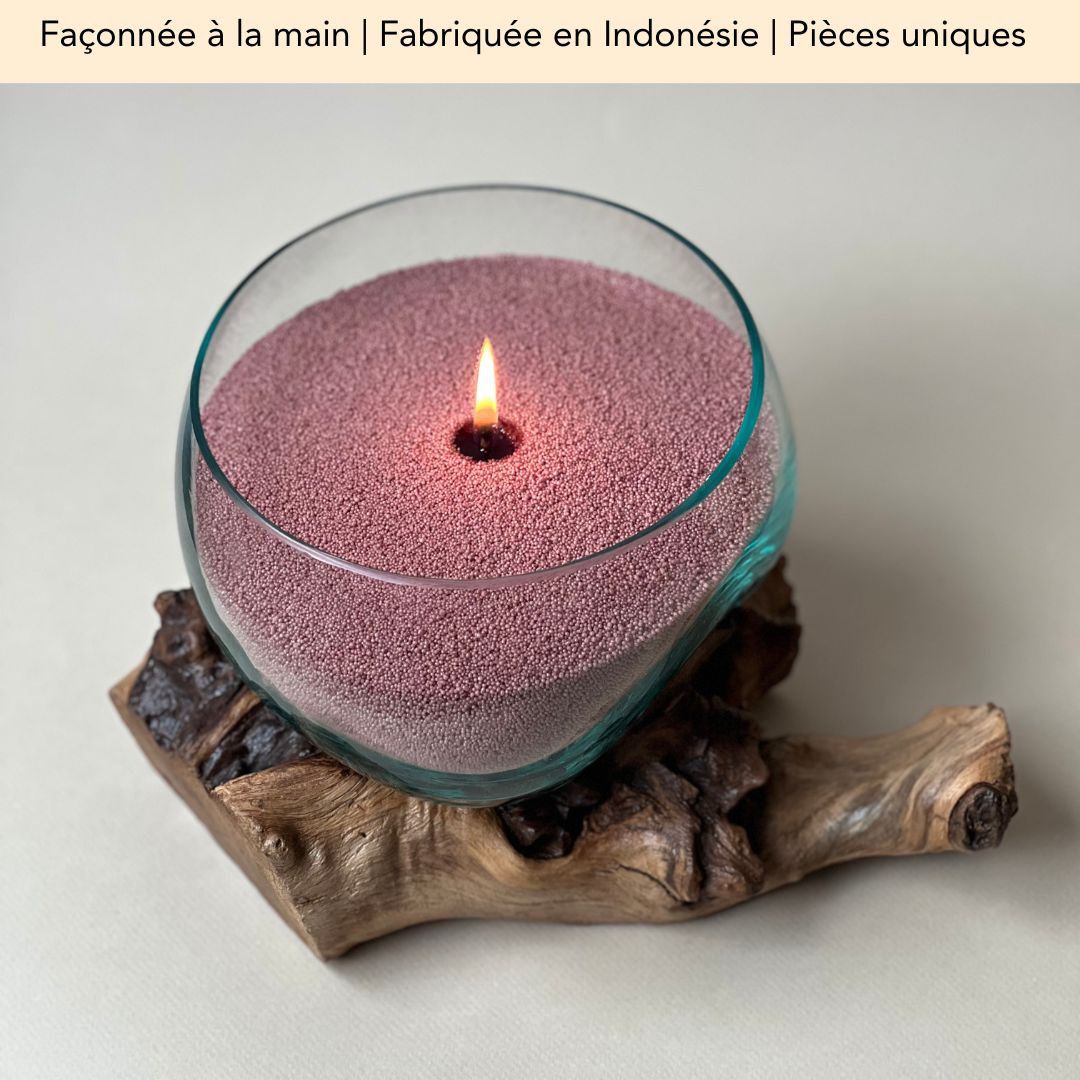 Verre fondu sur bois