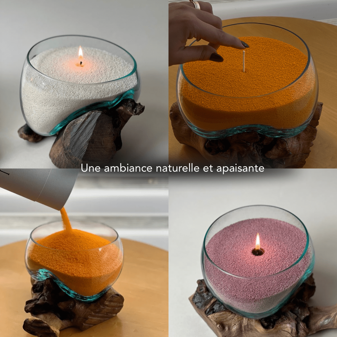 Verre fondu sur bois