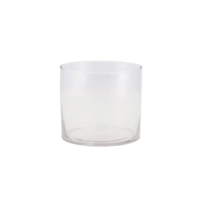 Photophore en verre transparent cylindrique, parfait pour bougies artisanales et décoration intérieure. Polyvalent, sobre et résistant.