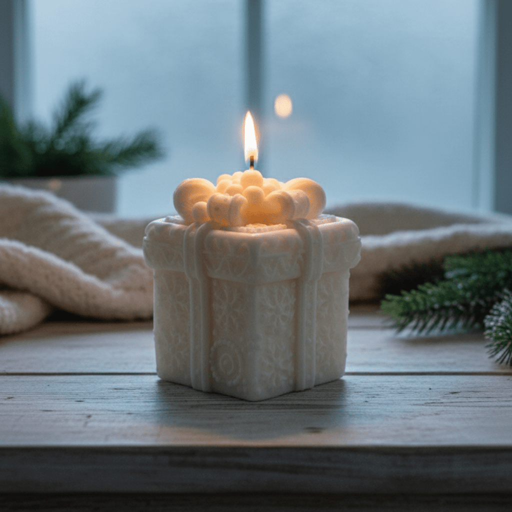 Christmas gift shaped candle