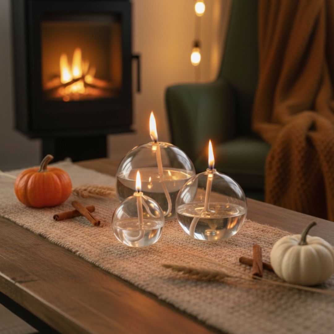 Trio de bougies sphériques en verre – Édition Minimaliste