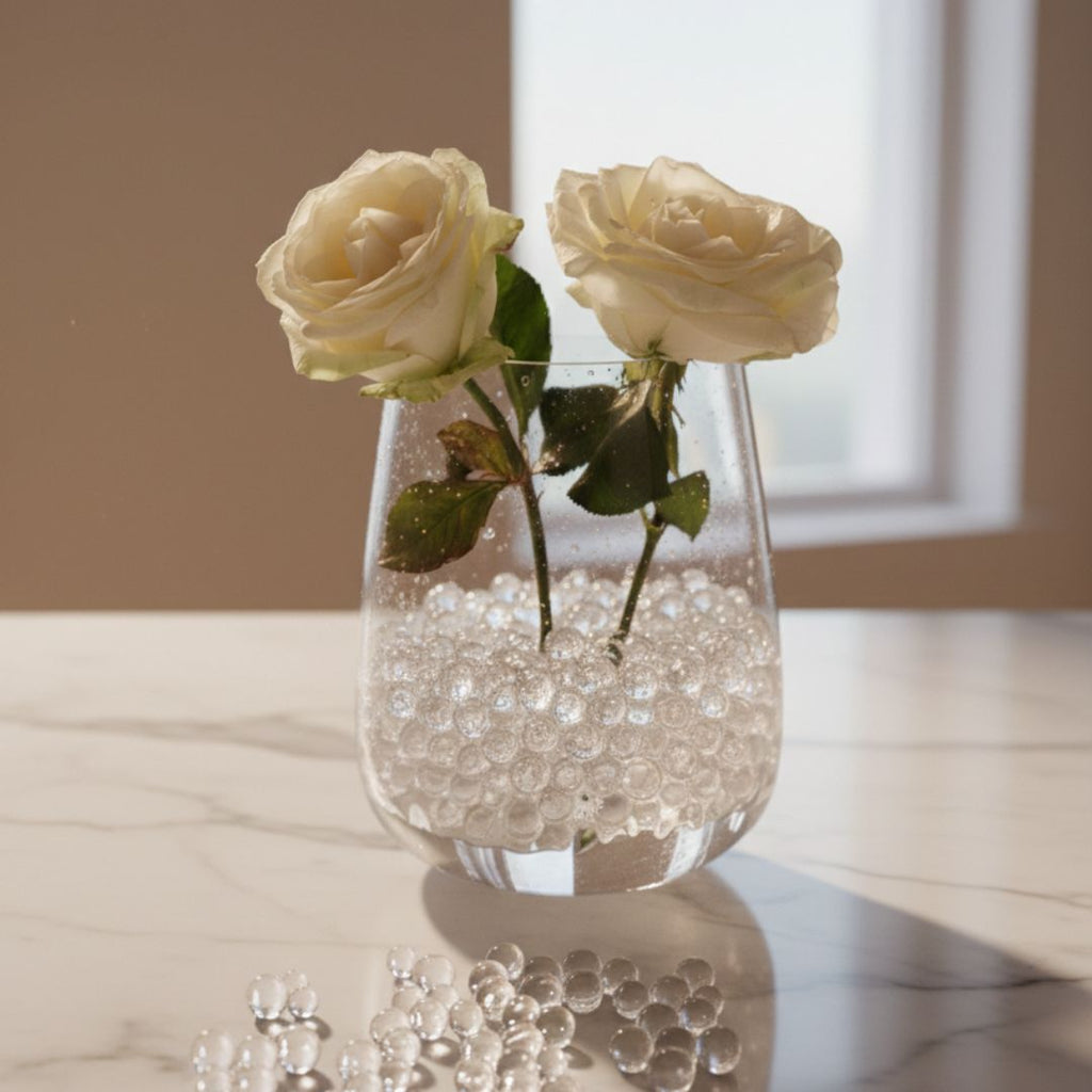 Perlas de agua transparentes