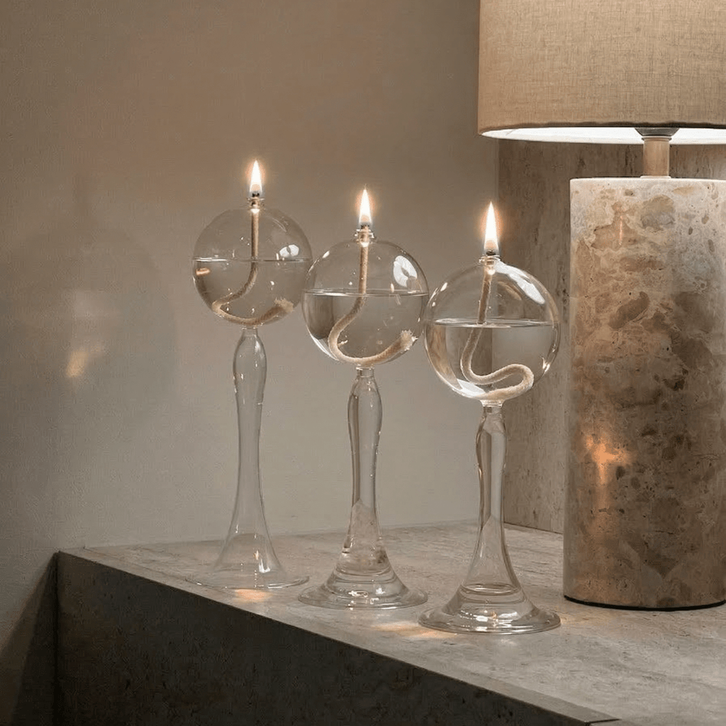 Trio of spherical glass candles – Elegant Autumn Collection