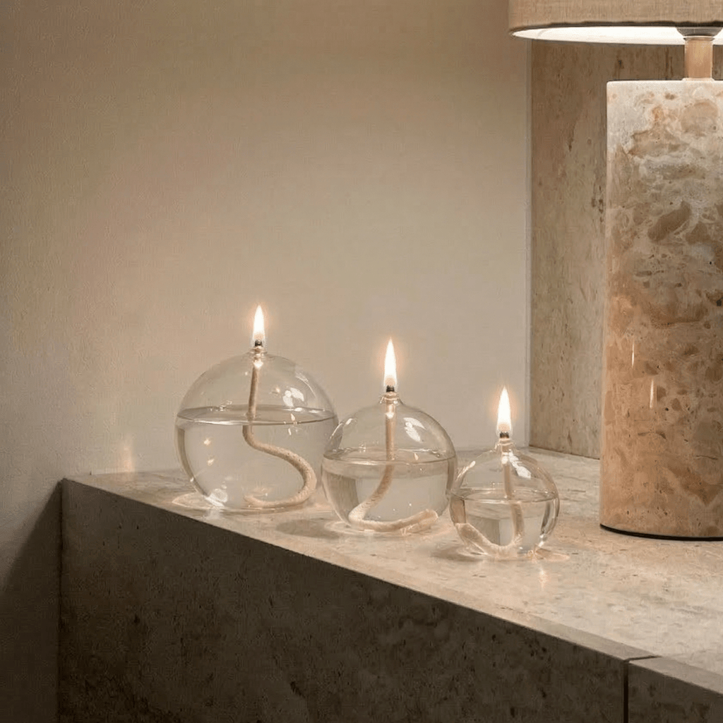 Trio of spherical glass candles – Minimalist Edition