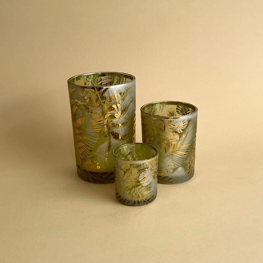 Lot De 4 Photophores En Verre émaillé Doré - Bougeoir Pour Bougies Tealight, 5.5x5.5x6.8 Cm, Décoration Mariage, Fête, Centre De Table