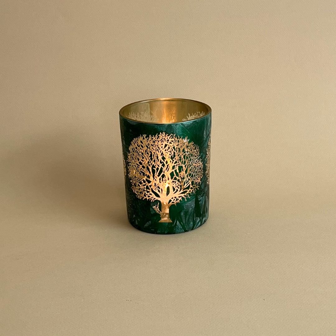 Bougeoir T-Light - Blanc et Vert