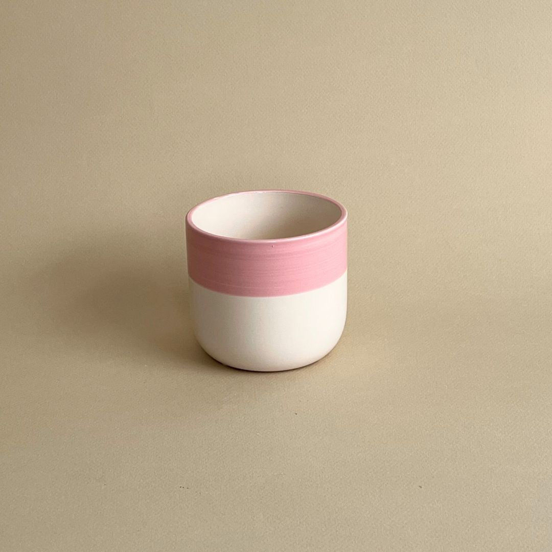 Pot céramique blanc rose