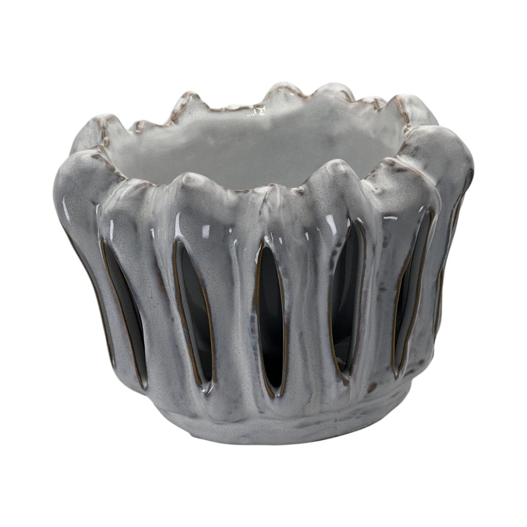 Récipient Gris et Blanc à Troues