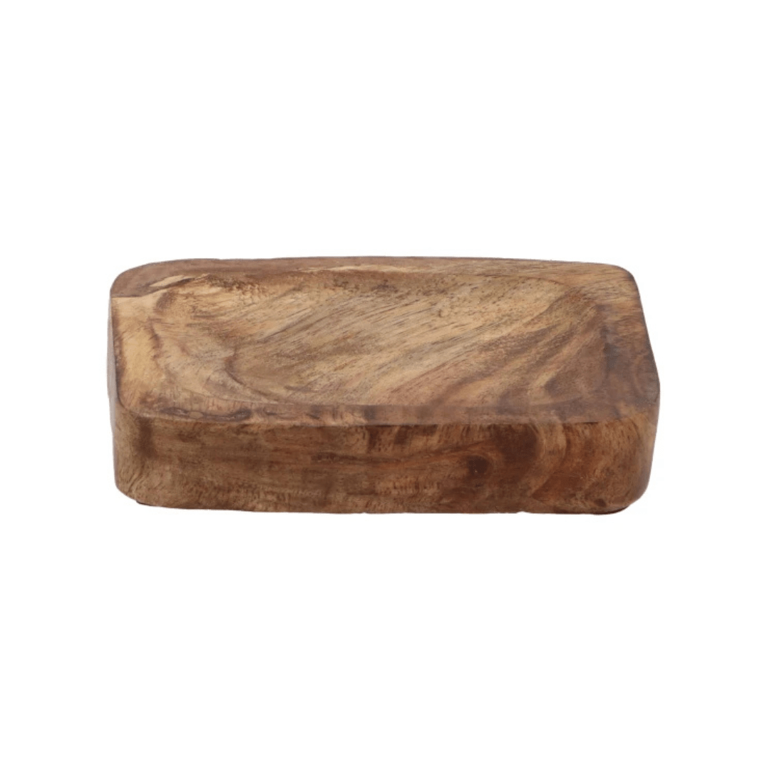 Porte-savon en bois brut naturel, idéal pour salle de bain minimaliste ou ambiance rustique. Support pour savons solides ou galets parfumés.
