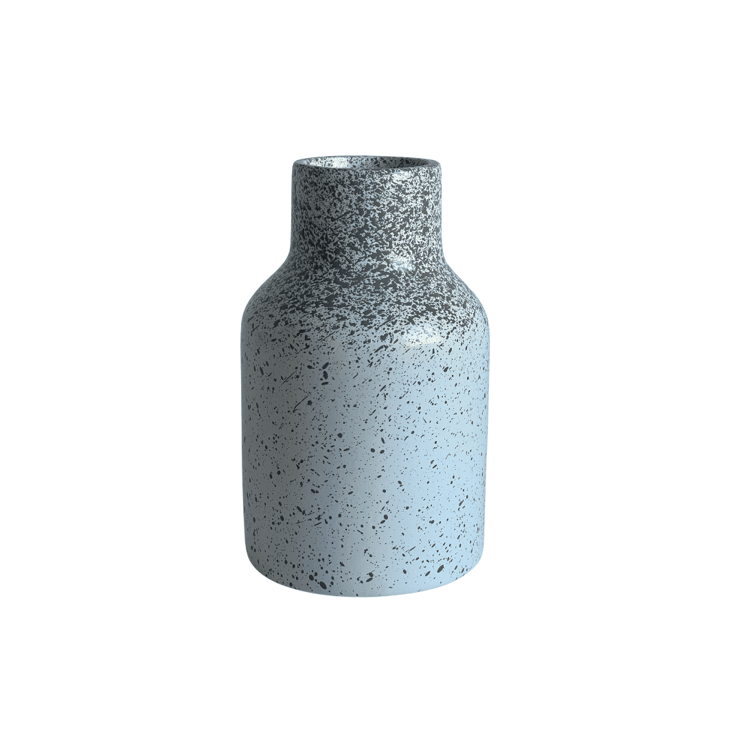 Vase en céramique blanc tacheté de gris, parfait pour mettre des fleurs fraîches ou séchées – idée cadeau déco élégante au style moderne.
